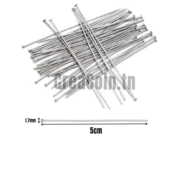 10g Tiges à tete Plate (Argent)