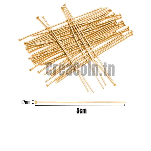 10g tiges à tete Plate (Doré)